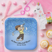 かわいい男の子ベビーブルーのパーソナル化可能なゴルフマスター ペーパープレート (パーティー)