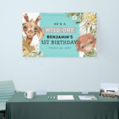 かわいい男の子ワイルドワンジャングル誕生日パーティバナー 横断幕 (トレードショー)