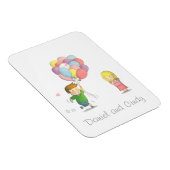 かわいい男の子共有バルーンのある女の子への愛 マグネット (右側)