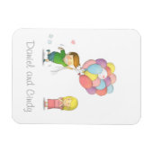 かわいい男の子共有バルーンのある女の子への愛 マグネット (横)