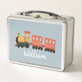 かわいい男の子向けの青い近代的な電車の旅の学校 メタルランチボックス