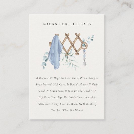 かわいい男の子子供部屋赤ちゃんのシャワーに不可欠な本 エンクロージャーカード (正面)