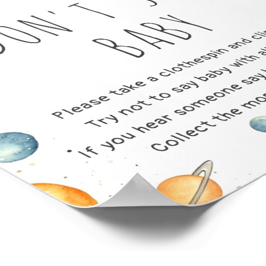 かわいい男の子宇宙はベビーゲームを言わない ポスター (角)