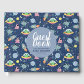 かわいい男の子宇宙パターンベビーシャワーゲストブック ゲストブック (正面)