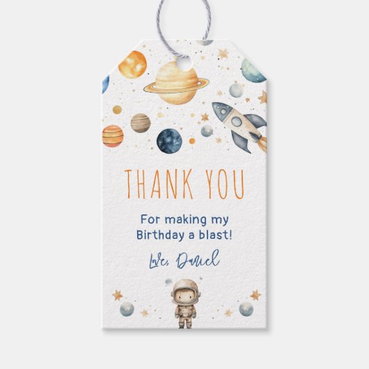 かわいい男の子宇宙誕生日ギフトラベル ギフトタグ (正面)