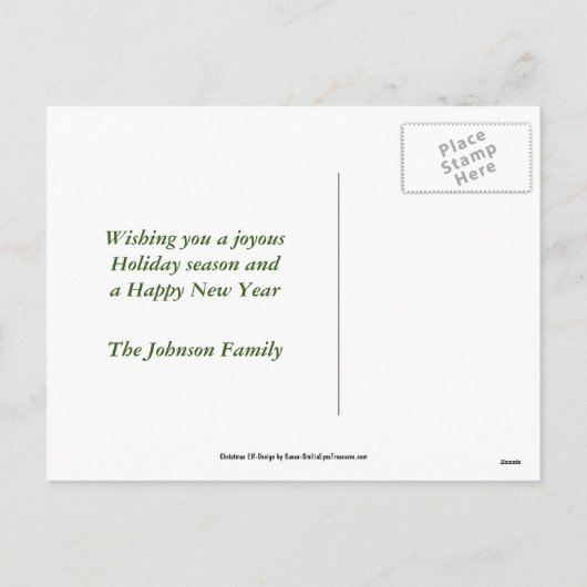 かわいい男の子小妖精や小人クリスマスホリデーフォトポストカード シーズンポストカード (裏面)