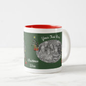 かわいい男の子小妖精や小人ツリーのクリスマスパーソナライズされた写真 ツートーンマグカップ (正面右)