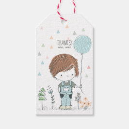 かわいい男の子幼児の赤い髪の誕生日ありがとうラベル ギフトタグ