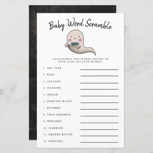 かわいい男の子幽霊ベビー単語スクランブルゲーム (正面/裏面)