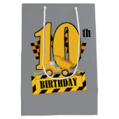 かわいい男の子建築誕生日10th ミディアムペーパーバッグ (裏面)