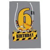 かわいい男の子建築誕生日6th ミディアムペーパーバッグ (正面)