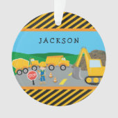 かわいい男の子建築車の子供たち写真クリスマス オーナメント (正面)