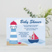 かわいい男の子象の船員のベビーシャワーの招待 招待状 (スタンド正面)