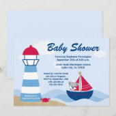 かわいい男の子象の船員のベビーシャワーの招待 招待状 (正面/裏面)