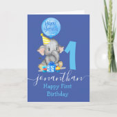 かわいい男の子1歳の誕生日カード カード (正面)