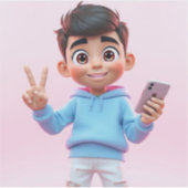 かわいい男の子3dカスタムカットビニールシール シール (正面)