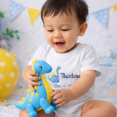 かわいい男の子 ブルーウォーターカラーの一才サウルス 1歳の誕生日 ベビーTシャツ