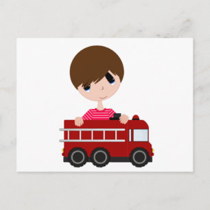 かわいい男の子(消防車あり) ポストカード