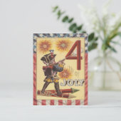 かわいい男の子、革命的な戦争軍人の花火 ポストカード (スタンド正面)