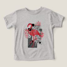 かわいい男の子Tシャツレッドフラミンゴプリント