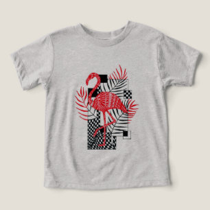 かわいい男の子Tシャツレッドフラミンゴプリント