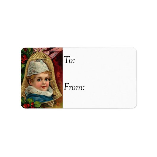 かわいい男の絵を描子オンオーナメントヴィンテージギフトラベル ラベル (正面)