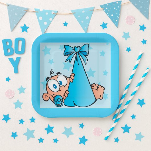 かわいい男の赤ちゃんおしゃぶり ペーパープレート