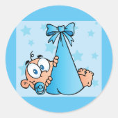 かわいい男の赤ちゃんおしゃぶり ラウンドシール (正面)