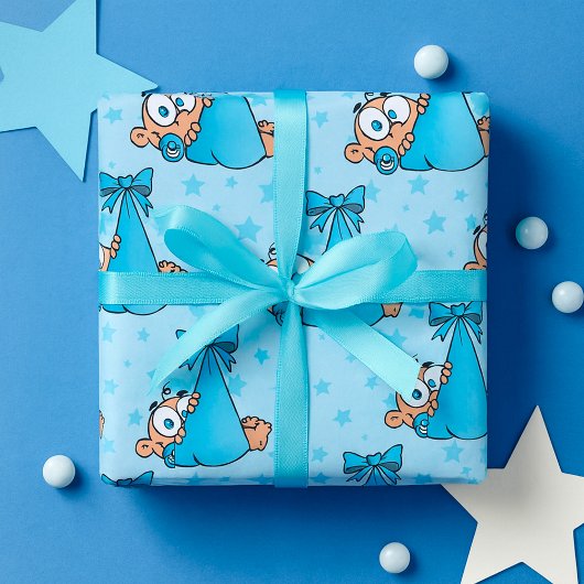 かわいい男の赤ちゃんおしゃぶり ラッピングペーパー