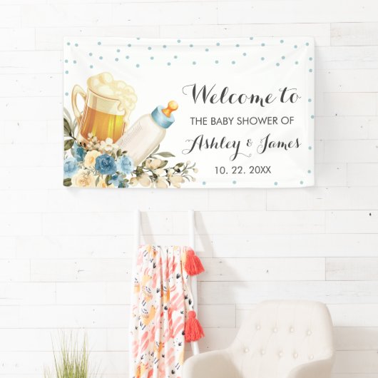 かわいい男の赤ちゃんがブルーイング青い赤ちゃんシャワー背景 横断幕 (インサイチュ)