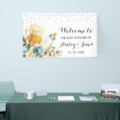 かわいい男の赤ちゃんがブルーイング青い赤ちゃんシャワー背景 横断幕 (トレードショー)