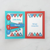 かわいい男の赤ちゃんが世界の青にようこそ カード (内部)