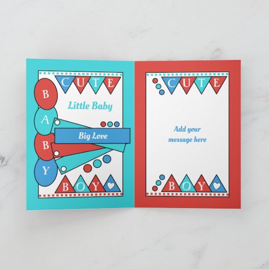 かわいい男の赤ちゃんが世界の青にようこそ カード (内部)