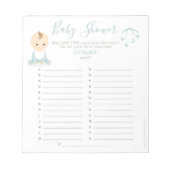 かわいい男の赤ちゃんと彼のモバイル赤ちゃんシャワーゲーム ノートパッド (正面)