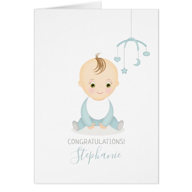 かわいい男の赤ちゃんと彼の携帯ベビーシャワー (正面)