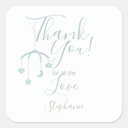 かわいい男の赤ちゃんと彼の携帯ベビーシャワー スクエアシール (正面)