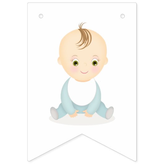 かわいい男の赤ちゃんと彼の携帯ベビーシャワー バンティングフラッグ (第1の旗)