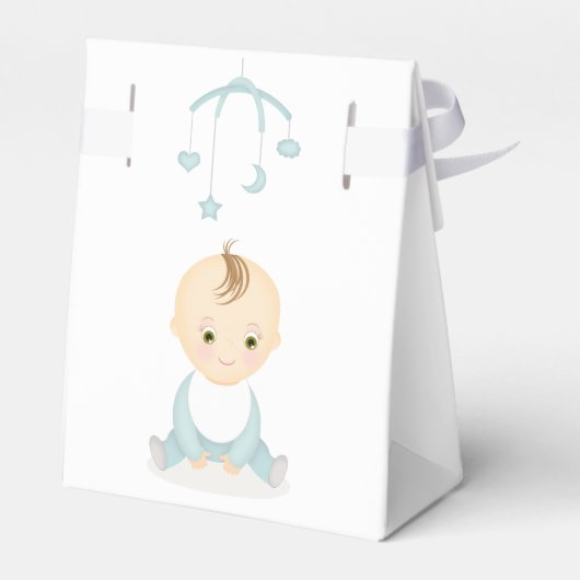 かわいい男の赤ちゃんと彼の携帯ベビーシャワー フェイバーボックス (裏面サイド)