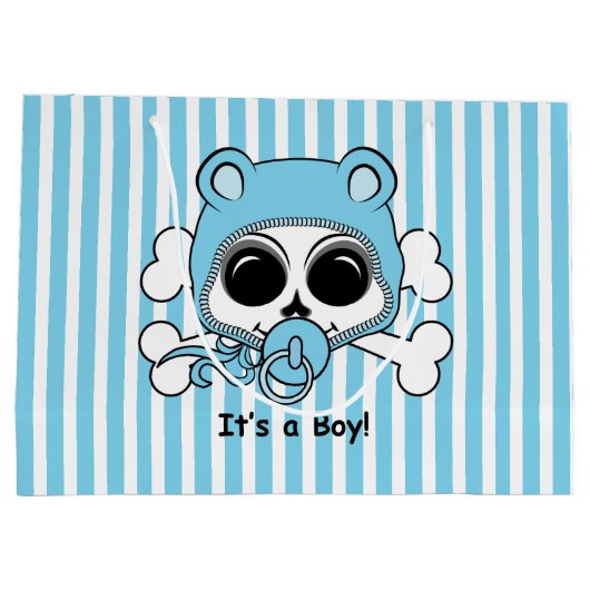 かわいい男の赤ちゃんのスカル ラージペーパーバッグ (裏面)