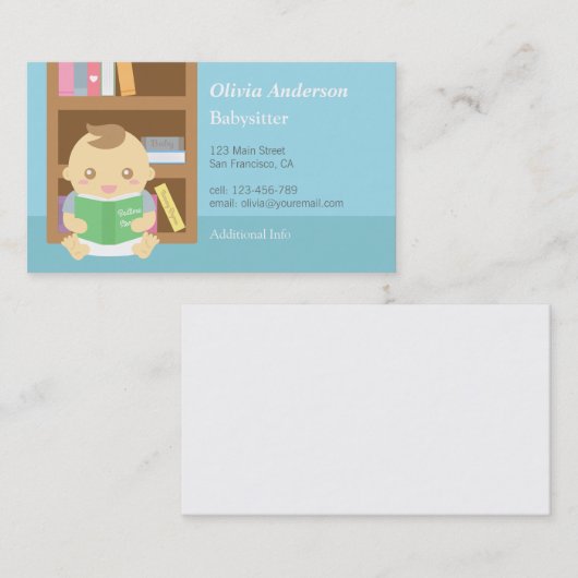かわいい男の赤ちゃんのベビーシッターをする名刺 名刺 (正面/裏面)