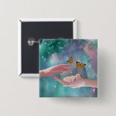 かわいい男の赤ちゃんの手ファンタジー 缶バッジ (正面&裏面)