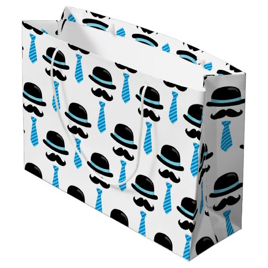 かわいい男の赤ちゃんの青い髭のLilの小さい人 ラージペーパーバッグ (裏面アングル)