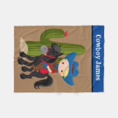 かわいい男の赤ちゃんカウボーイ追加の名前ブランケット フリースブランケット (正面(横))