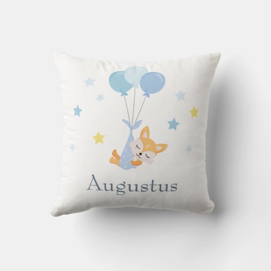 かわいい男の赤ちゃんキツネとバルーン クッション (裏面)