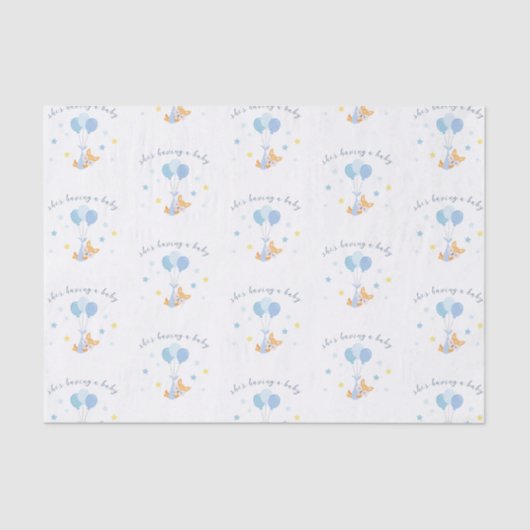 かわいい男の赤ちゃんキツネとバルーン 薄葉紙 (正面)