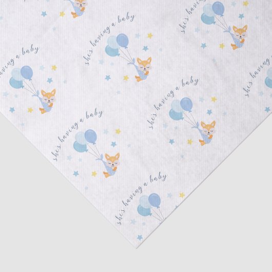 かわいい男の赤ちゃんキツネとバルーン 薄葉紙 (詳細)