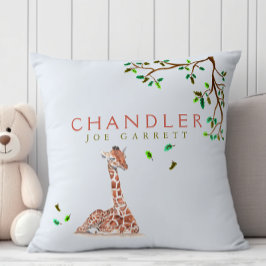 かわいい男の赤ちゃんキリンのパステルグリーンツリー子供部屋 クッション