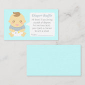 かわいい男の赤ちゃんシャワーおむつラッフルチケットブルー エンクロージャーカード (正面/裏面)