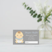 かわいい男の赤ちゃんシャワーグレーおむつラッフルチケット エンクロージャーカード (スタンド正面)