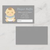 かわいい男の赤ちゃんシャワーグレーおむつラッフルチケット エンクロージャーカード (正面/裏面)